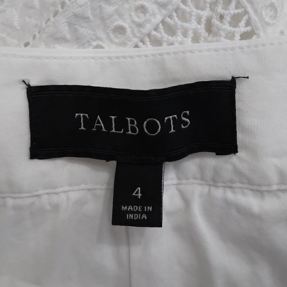 Talbots | White Cotton Lace  Patterned Flared Skirt |  Size 4 - Picture 9 of 10